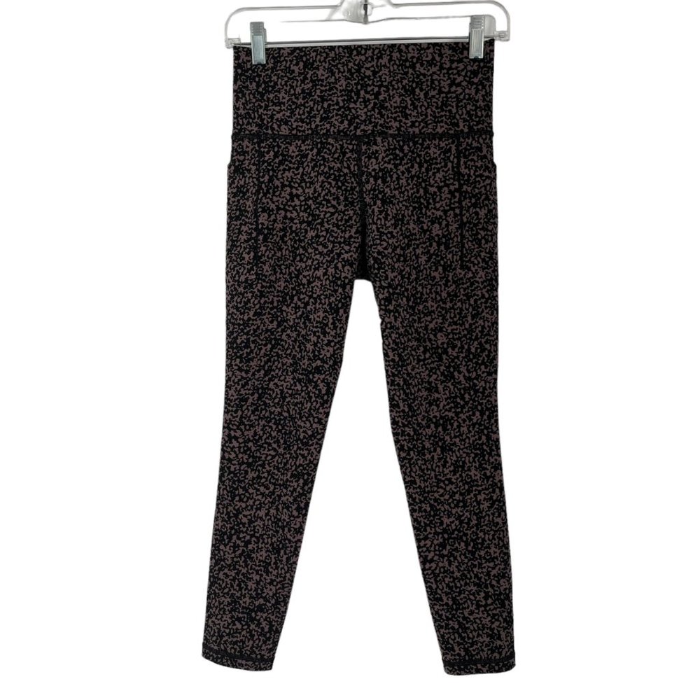 Athleta Brown Black Salutation Stash Pocket Gravel Tight Small Workout Bottom